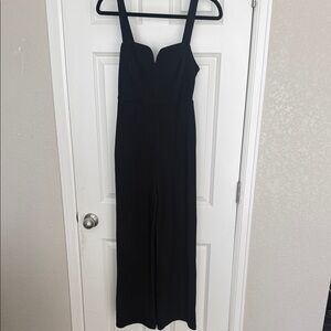 Black Sweetheart Neck Wide Leg Jumpsuit Size Small Structured Bustier